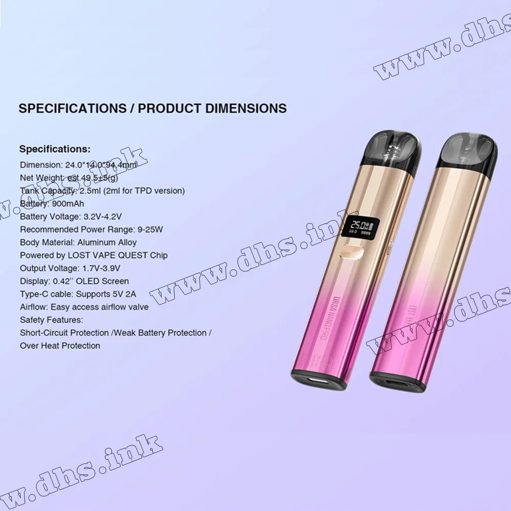 Багаторазова електронна сигарета - Lost Vape Ursa Nano Pro Pod Kit  900 мАч (Neon Mint)